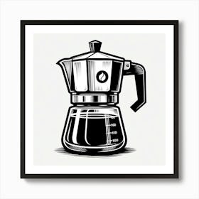 Black And White Coffee Maker Art Print