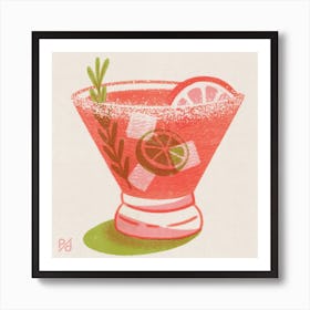 Cocktail Paloma Square Art Print