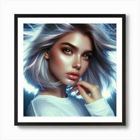 Beautiful Woman With Long Blonde Hair Art Print