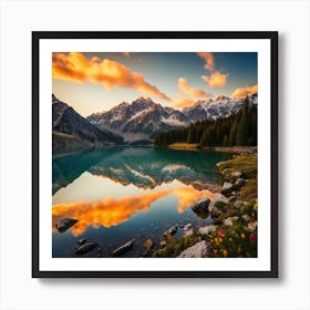 Sunset In The Mountains Art Print