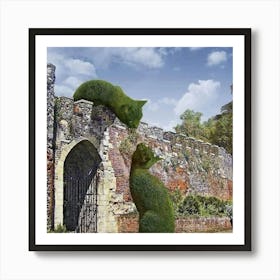 Two Cats In A Garden Art Print