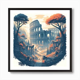 Colosseum In An Enchanted Forest 8 Art Print