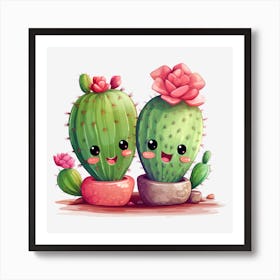 Kawaii Cactus 2 Art Print