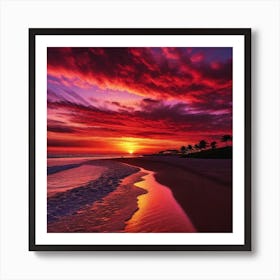 Sunset On The Beach 1083 Art Print