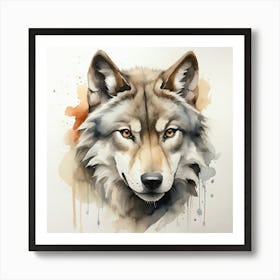 Default Create A Simple Watercolor Of A Wolf Using Neutral And 1 Art Print