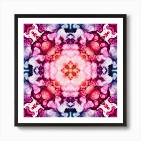 Abstraction Blue Red Watercolor Flower Four Leaf Clover 1 Art Print