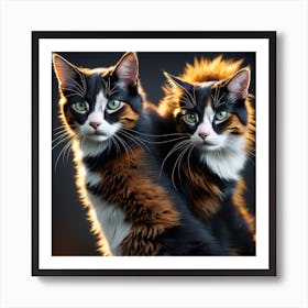 Portrait Of Two Cats Art Print