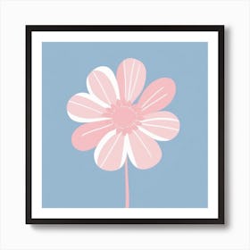 A White And Pink Flower In Minimalist Style Square Composition 252 Art Print