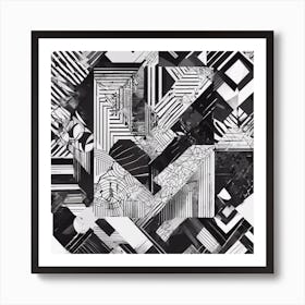 Abstract Geometric Patterns In Monochrome 1 Art Print