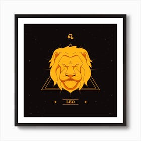 Leo Radiance: Hand-Drawn Golden Logo Art Print