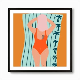 The Red Swimsuit Art Print