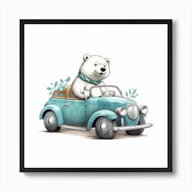 Polar Bear In Car Art Print