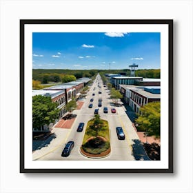 Outlet Georgia Community Mall Large Asphalt Car Drone Driving Southern City Infrastructur (3) Art Print