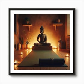 Buddha Statue In Meditation Room Art Print