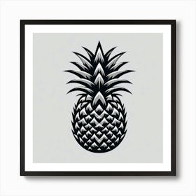 Black And White Pineapple Kitchen Restaurant Hallway Art Print