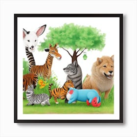 Zoo Animals Art Print