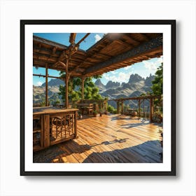 Wooden Deck In The Mountains Art Print