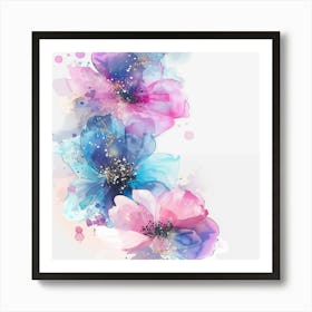 Watercolor Flowers Background Art Print