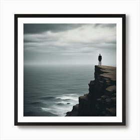 Man Standing On Cliff Art Print