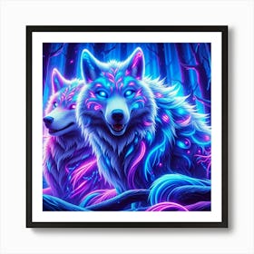 Cosmic Electric Wolves 2 Art Print