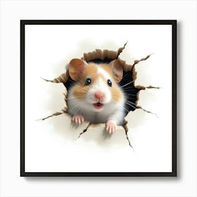 Hamster Peeking Out Of Hole Art Print