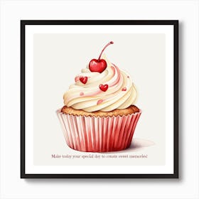 Cupcake Sweet Memories Valentine Love Art Print