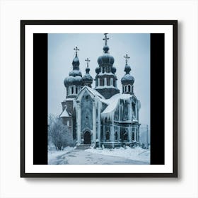 Snowy Church Art Print