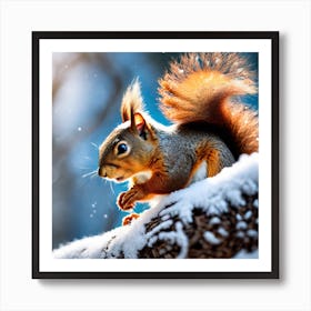 Squirrel In The Snow 5 Art Print