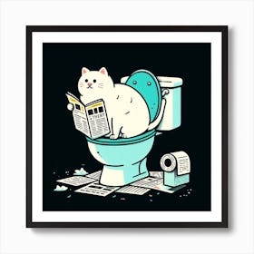 Cat Reading Newspaper 8 Art Print