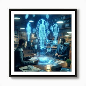 Group Of People In A Library Art Print