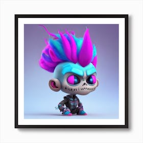 Luna A 3d Hd Cartoon Character With Pink And Blue Hair Funny 0 Art Print