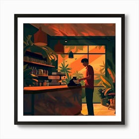 Coffee Shop Illustration 1 Art Print