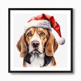 Beagle Christmas Hat 3 Art Print