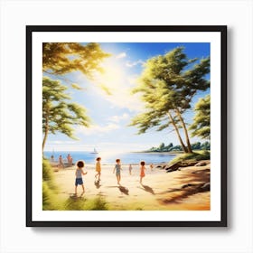 Children On The Beach Art Print