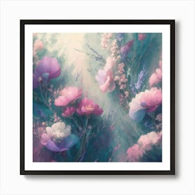 Pink And Purple Flowers Art Print