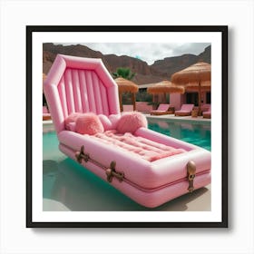 Pink Pool Lounger 1 Art Print