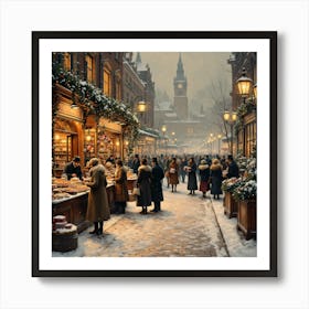 Victorian Christmas Market Art Print