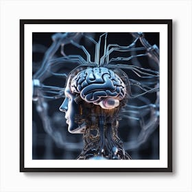 Human Brain With Artificial Intelligence 15 Art Print