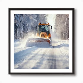 Snow Plow Driving In The Snow 3 Art Print