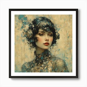 Woman With Blue Hair Art Print