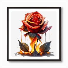 Rose On Fire Art Print