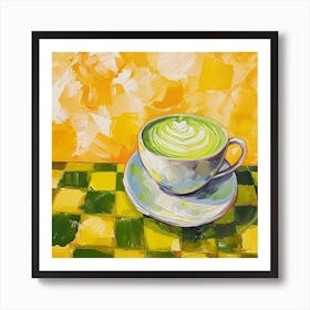 Matcha Latte Yellow Checkerboard 3 Art Print