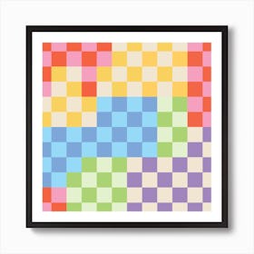 Sugar Rush, Cute Checkerboard Pastels Art Print