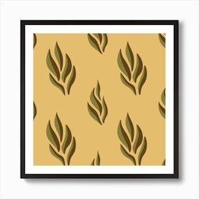 Seamless Pattern of Retro Leaves Art Print