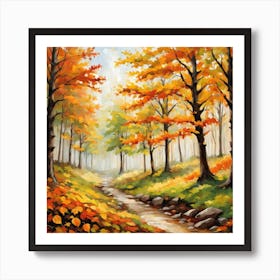 Forest In Autumn In Minimalist Style Square Composition 250 Art Print