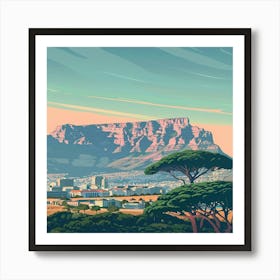 A Table Mountain In Cape Town Lofi Illustration 1720033597 1 Art Print