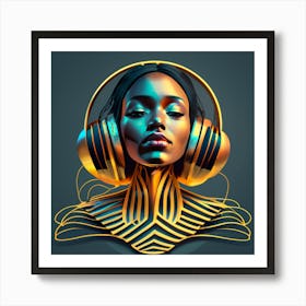 Dj Girl With Headphones 2 Poster