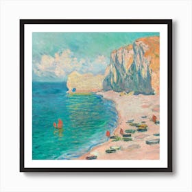 The Beach and the Falaise d'Amont by Claude Monet (1885) Art Print