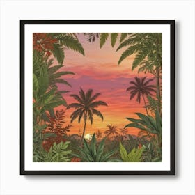 Sunset In The Jungle Art Print