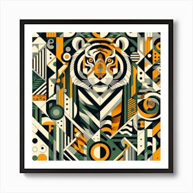 Geometric Art Tigers in the jungle 2 Art Print